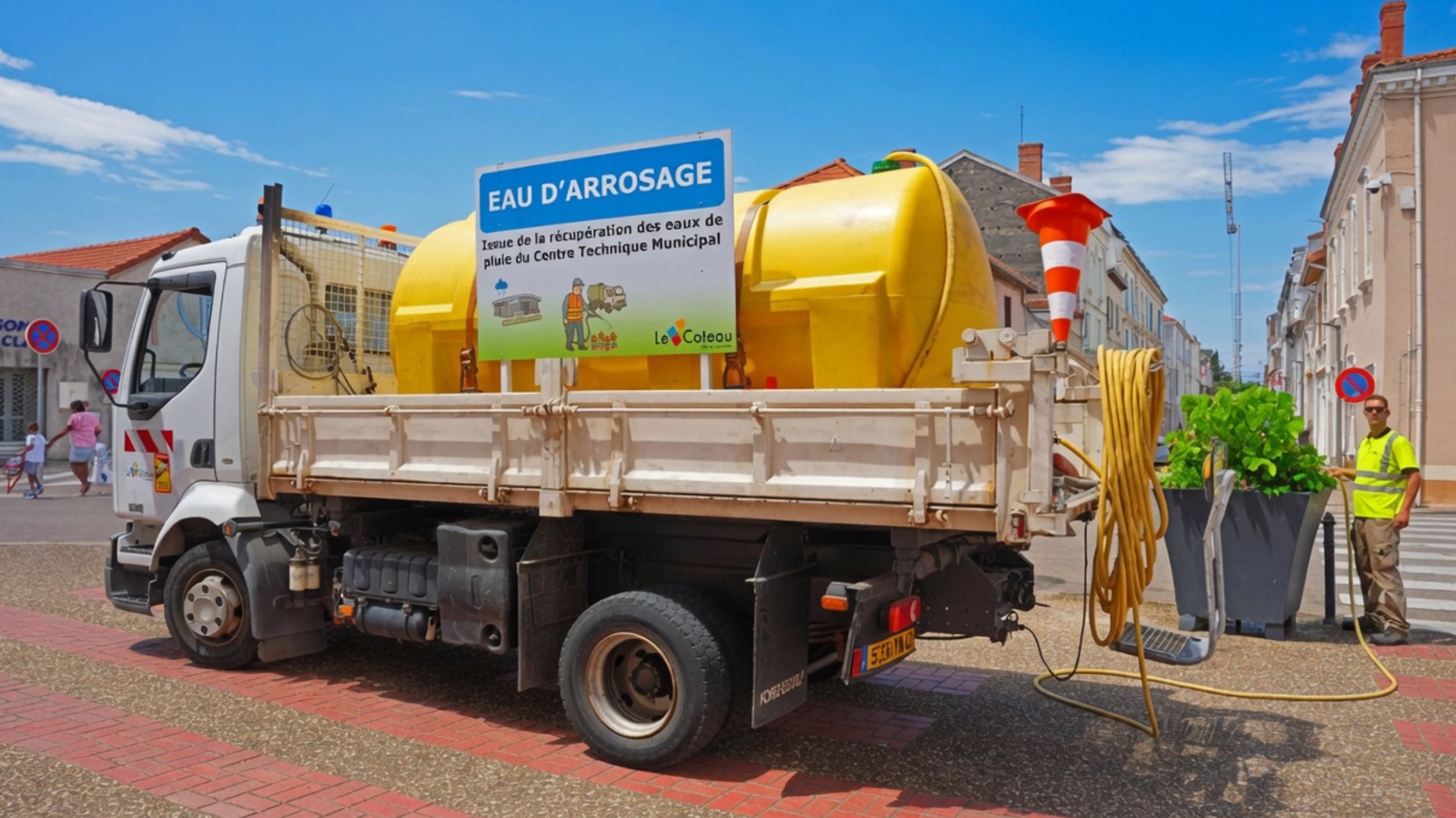 Camion d'arrosage avec l'eau de récupération